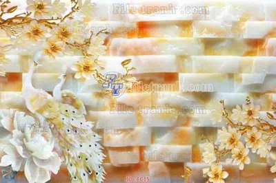 File in trần File gốc tranh chim công CC15 (bản gốc) hoa văn