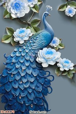 File gốc File gốc tranh chim công CC170 (in tráng gương) hiện đại