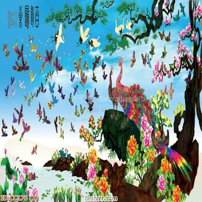 Hình ảnh file gốc File gốc tranh chim công CC176 cho in UV