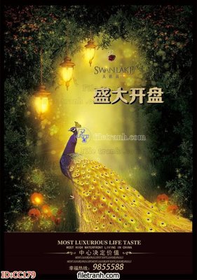 Hình ảnh gốc File gốc tranh chim công CC179 (để in khổ lớn)