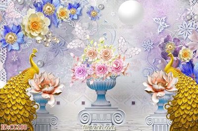 Tải file File gốc tranh chim công CC180 (ảnh gốc) in tráng gương