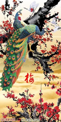 File gốc File gốc tranh chim công CC182 (in mica) trang trí