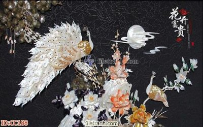 File in trần File gốc tranh chim công CC188 (bản gốc) hoa văn