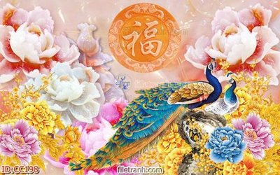 File PSD File gốc tranh chim công CC198 (bản gốc) đã tách nền