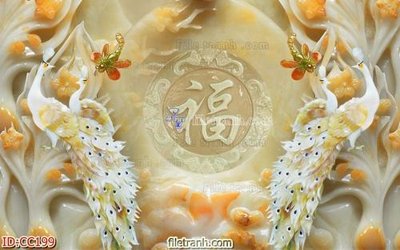 File in trần File gốc tranh chim công CC199 (bản gốc) hoa văn