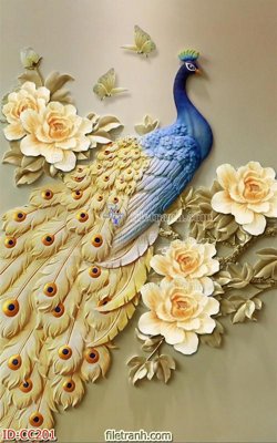 File in ấn File gốc tranh chim công CC201 (bản gốc) sắc nét