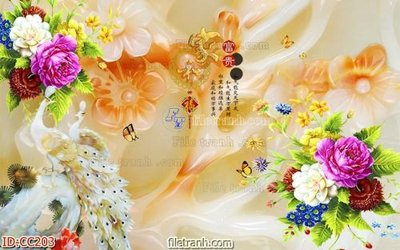 File in ấn File gốc tranh chim công CC203 (bản gốc) từ file gốc