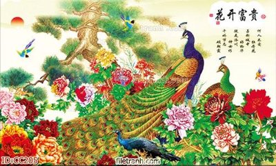 Tải file File gốc tranh chim công CC205 (gốc) in ấn chất lượng