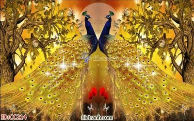 File PSD File gốc tranh chim công CC214 (gốc) cho designer