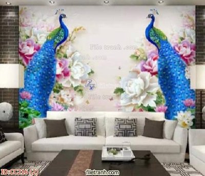 Tải file File gốc tranh chim công CC216 (ảnh gốc) in gạch men