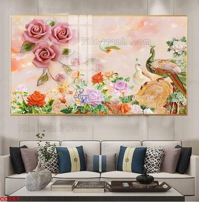 File gốc in ấn File gốc tranh chim công CC297 (sẵn sàng tải về)