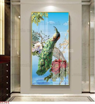 File PSD File gốc tranh chim công CC301 (chất lượng in ấn)