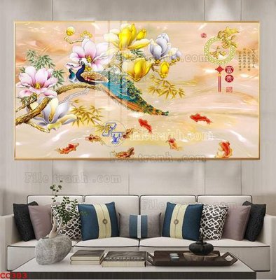 File in ấn File gốc tranh chim công CC303 (bản gốc) từ file gốc