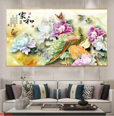 File tranh PSD File gốc tranh chim công CC306 chất lượng cao