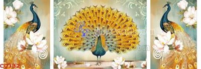 File in trần File gốc tranh chim công CC332 (file gốc) hoa văn 3D