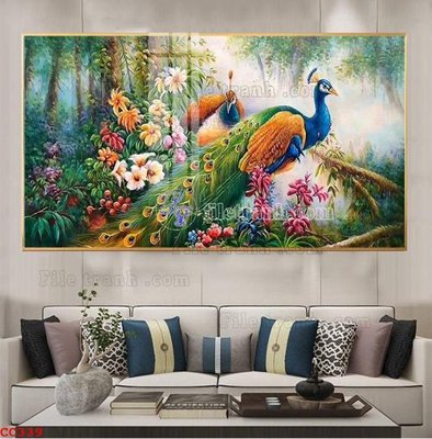 Tải file File gốc tranh chim công CC339 (gốc) in trên mọi chất liệu