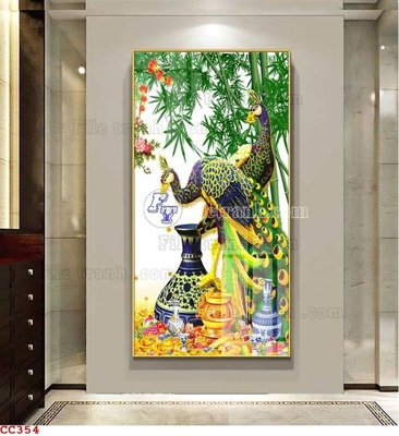 File tranh gốc File gốc tranh chim công CC354 chủ đề hiện đại