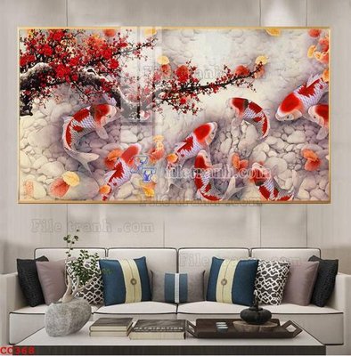 File in trần File gốc tranh chim công CC368 (bản gốc 3D) sống động