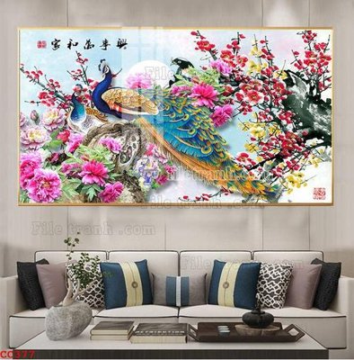 File gốc in ấn File gốc tranh chim công CC377 chuẩn màu CMYK