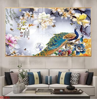 File gốc File gốc tranh chim công CC381 (in 3D) cho trang trí