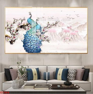 File PSD File gốc tranh chim công CC384 (gốc) nhiều lớp (multi-layer)