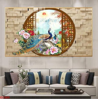 Chi tiết file gốc File gốc tranh chim công CC385 (cho in tráng gương)