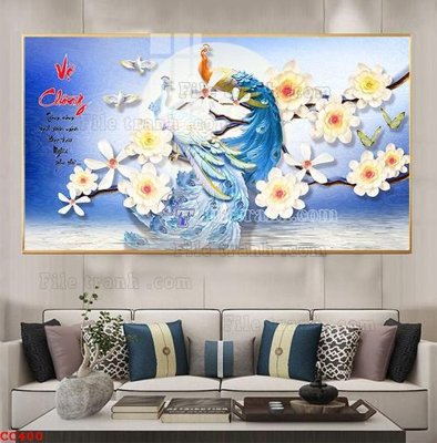 Ảnh gốc File gốc tranh chim công CC400 (siêu chi tiết) để in ấn