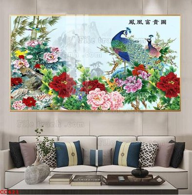 File gốc File gốc tranh chim công CC421 (in 3D) cho trang trí