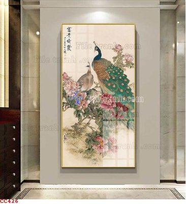 Tải file File gốc tranh chim công CC426 (PSD) cho in tranh 3D