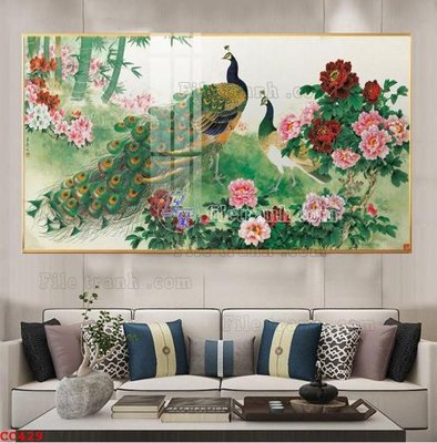 Tải file File gốc tranh chim công CC429 (ảnh gốc) in gạch 3D