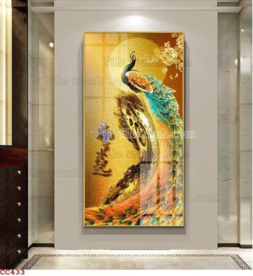 File ảnh File gốc tranh chim công CC433 (gốc) trang trí khách sạn