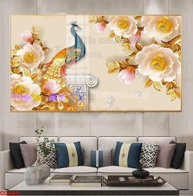 Download file tranh PSD File gốc tranh chim công CC440 để chỉnh sửa