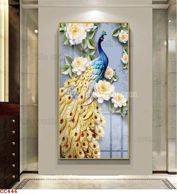 File tranh PSD File gốc tranh chim công CC446 chất lượng cao