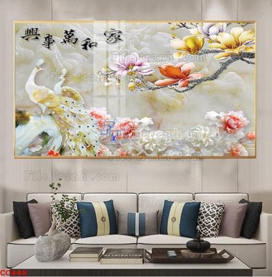 Tải file File gốc tranh chim công CC448 (ảnh gốc) in tranh kính
