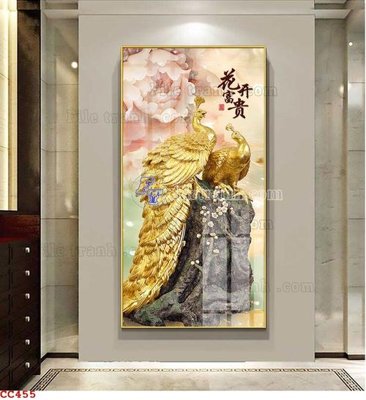 File tranh trang trí File gốc tranh chim công CC455 (file gốc)