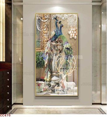 Tải file File gốc tranh chim công CC470 (PSD) cho in tranh kính