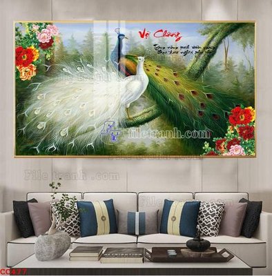 Ảnh mô tả file gốc in mica File gốc tranh chim công CC477