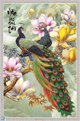 File ảnh File gốc tranh chim công CC47 (gốc) trang trí khách sạn
