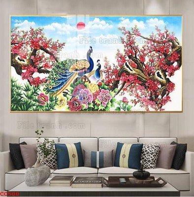File gốc File gốc tranh chim công CC500 (trang trí) phòng ngủ