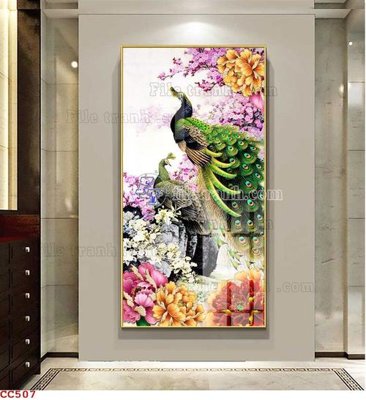 File tranh in mica File gốc tranh chim công CC507 (độ phân giải cao)