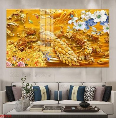 Hình ảnh file gốc File gốc tranh chim công CC515 (chất lượng cao)