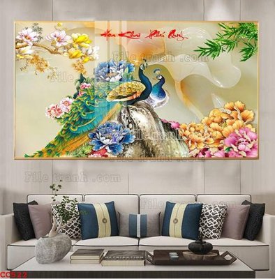 File tranh File gốc tranh chim công CC522 (ảnh gốc) độc quyền