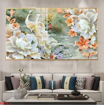 File ảnh File gốc tranh chim công CC531 (gốc) in standee