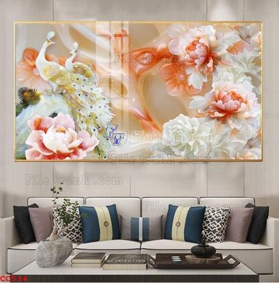 File ảnh File gốc tranh chim công CC534 (gốc) cho trang trí nhà hàng