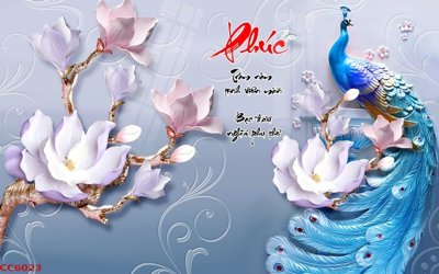 File gốc File gốc tranh chim công CC6023 (in ấn) màu sắc trung thực