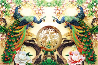 Tải file File gốc tranh chim công CC6076 (gốc) chủ đề hoa sen