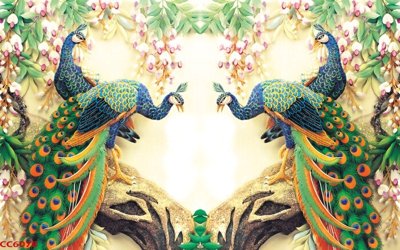 File gốc File gốc tranh chim công CC6078 (in ấn) màu sắc trung thực