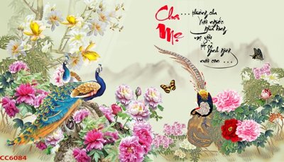 File in trần File gốc tranh chim công CC6084 (file gốc) xuyên sáng