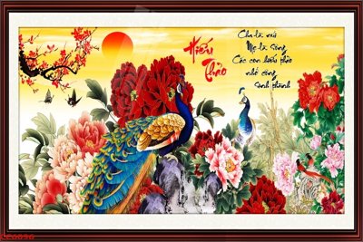 File tranh File gốc tranh chim công CC6096 (gốc) in vải canvas