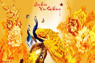 File gốc File gốc tranh chim công CC6108 (in ấn) màu sắc trung thực